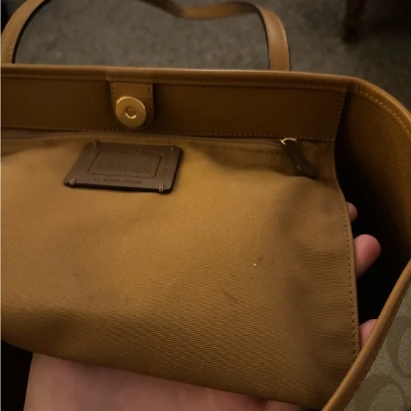 Coach Tan Monogram City Tote Bag with Leather Trim - Picture 10 of 14